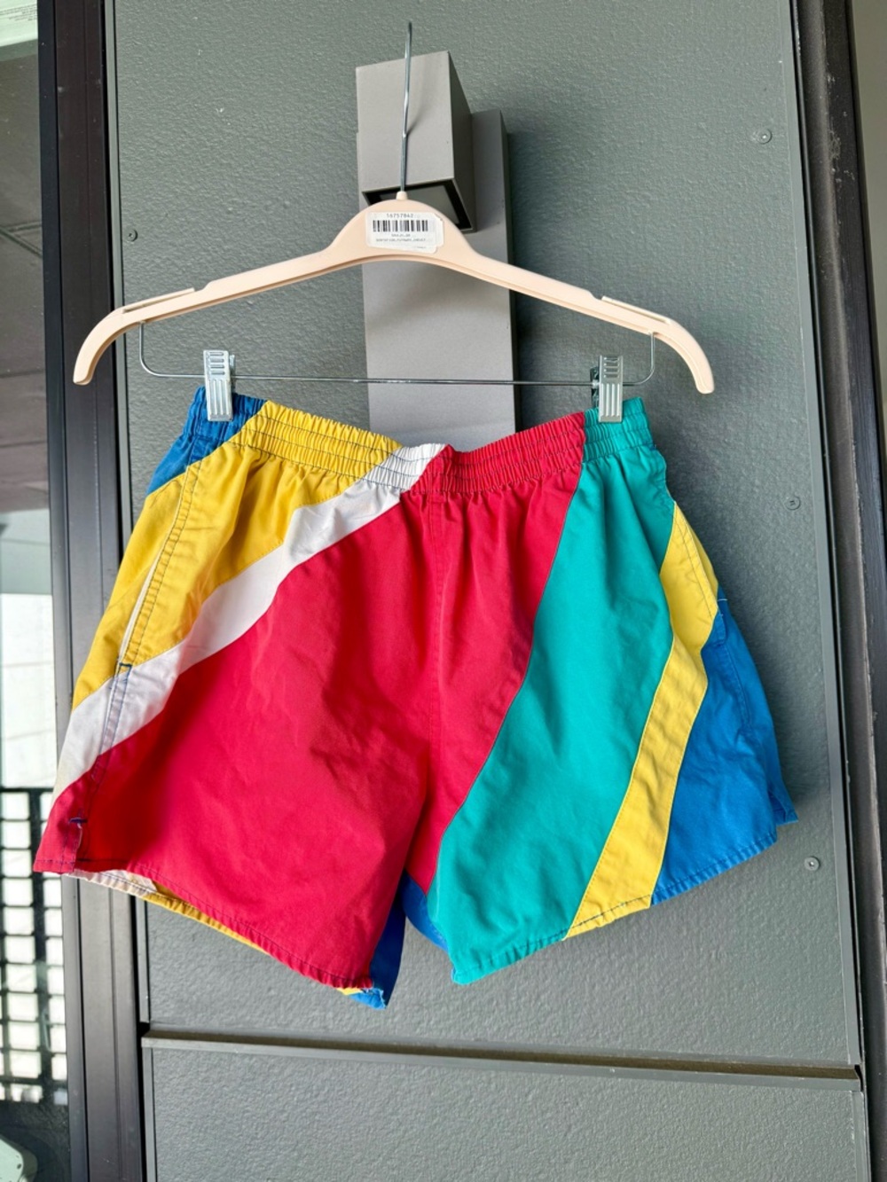 Vintage Colorblock Elastic Waist Shorts